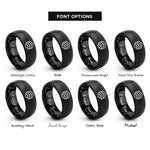 font options for inside engraving on black chevron warning stripes rings