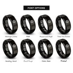 font options for inside engraving on black chevron warning stripes rings