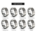 font options for inside engraving on gray chevron warning stripes rings