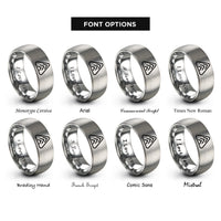 font options for inside engraving on gray chevron warning stripes rings