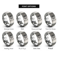 font options for inside engraving on gray chevron warning stripes rings