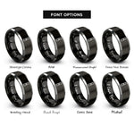 font options for inside engraving on black & silver chew stick paw rings