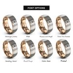 font options for inside engraving on rose gold & gray chew stick paw rings