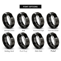 font options for inside engraving on black & grey chi rho rings