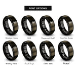 font options for inside engraving on gunmetal & black chi rho christogram rings
