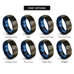 font options for inside engraving on gunmetal & blue chicago skyline rings