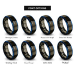 font options for inside engraving on gunmetal & blue chicago skyline rings