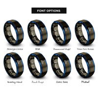 font options for inside engraving on gunmetal & blue chicago skyline rings