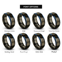 font options for inside engraving on gunmetal & blue chicago skyline rings