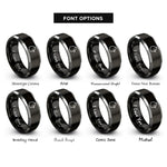font options for inside engraving on black & gray chick rings