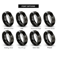font options for inside engraving on black & gray chick rings