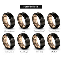 font options for inside engraving on black & rose gold chick rings