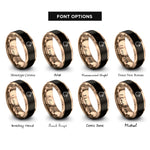 font options for inside engraving on black & rose gold chick rings