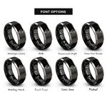 font options for inside engraving on black & gray chicken rings