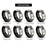 font options for inside engraving on black & gray chicken rings