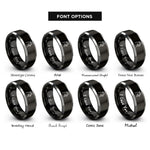 font options for inside engraving on black & gray chicken rings