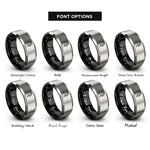 font options for inside engraving on black & silver chicken rings