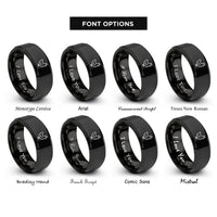 font options for inside engraving on black chicken rings