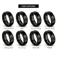font options for inside engraving on black chicken cuts diagram rings