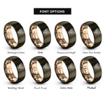 font options for inside engraving on gunmetal & rose gold chicken cuts diagram rings