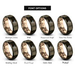 font options for inside engraving on gunmetal & rose gold chicken cuts diagram rings