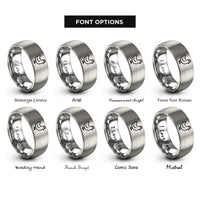 font options for inside engraving on grey chicken rings