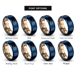 font options for inside engraving on rose gold & blue chicken nuggets rings