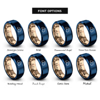 font options for inside engraving on rose gold & blue chicken nuggets rings