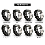 font options for inside engraving on black & silver chicken tracks rings