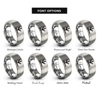 font options for inside engraving on gray chicken tracks rings
