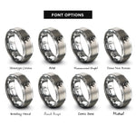 font options for inside engraving on grey chicken tracks rings