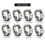 font options for inside engraving on gray chicken tracks rings