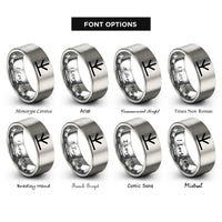font options for inside engraving on silver chicken tracks rings