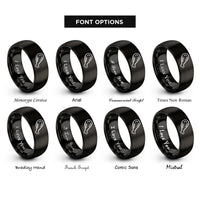 font options for inside engraving on black chicken wing rings