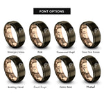 font options for inside engraving on gunmetal & rose gold chicken wing rings