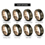 font options for inside engraving on gunmetal & rose gold chicken wing rings