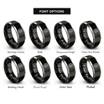 font options for inside engraving on black & silver chief stars rings