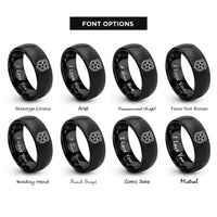 font options for inside engraving on black chief stars rings