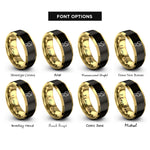 font options for inside engraving on black & gold child waveform rings