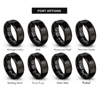 font options for inside engraving on black child waveform rings