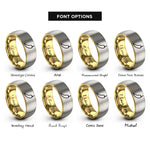 font options for inside engraving on gold & silver chili pepper rings