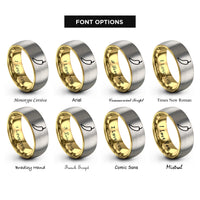 font options for inside engraving on gold & silver chili pepper rings