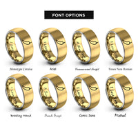 font options for inside engraving on gold & silver chili pepper rings