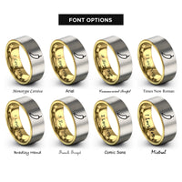 font options for inside engraving on gold & silver chili pepper rings