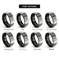 font options for inside engraving on black & gray chimera rings