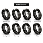 font options for inside engraving on black & gray chimpanzee rings