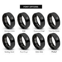 font options for inside engraving on black chimpanzee rings