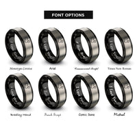 font options for inside engraving on black & silver china rings
