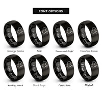 font options for inside engraving on black china rings