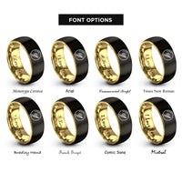 font options for inside engraving on black & gold china cymbal drumstick rings